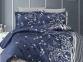 Турецкое постельное белье First Choice Cotton Satin Living Navy Blue семейное