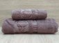 Набор турецких бамбуковых махровых полотенец Zeron 50х90+70х140 Bamboo Agaс Desen коричневый 2