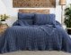 Турецьке вафельне покривало Saheser Norah 240 х 260 см Indigo з наволочками 50х70
