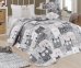 Покривало стьобане EnLora Duvarda Kediler Gri 160х220 з наволочкою 50х70